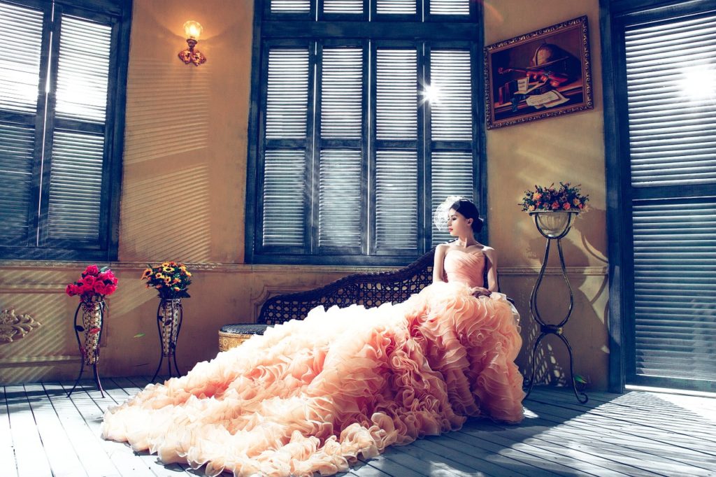 wedding dresses, bride, pink